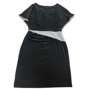 Lauren Ralph Lauren Dress Womens 10 White Black Split Flutter Sleeve Stretchy